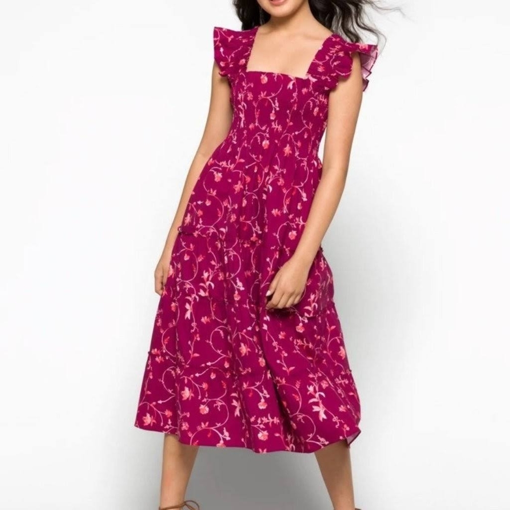 NWOT Hill House Ellie Nap Dress Burgundy Botanical XXS